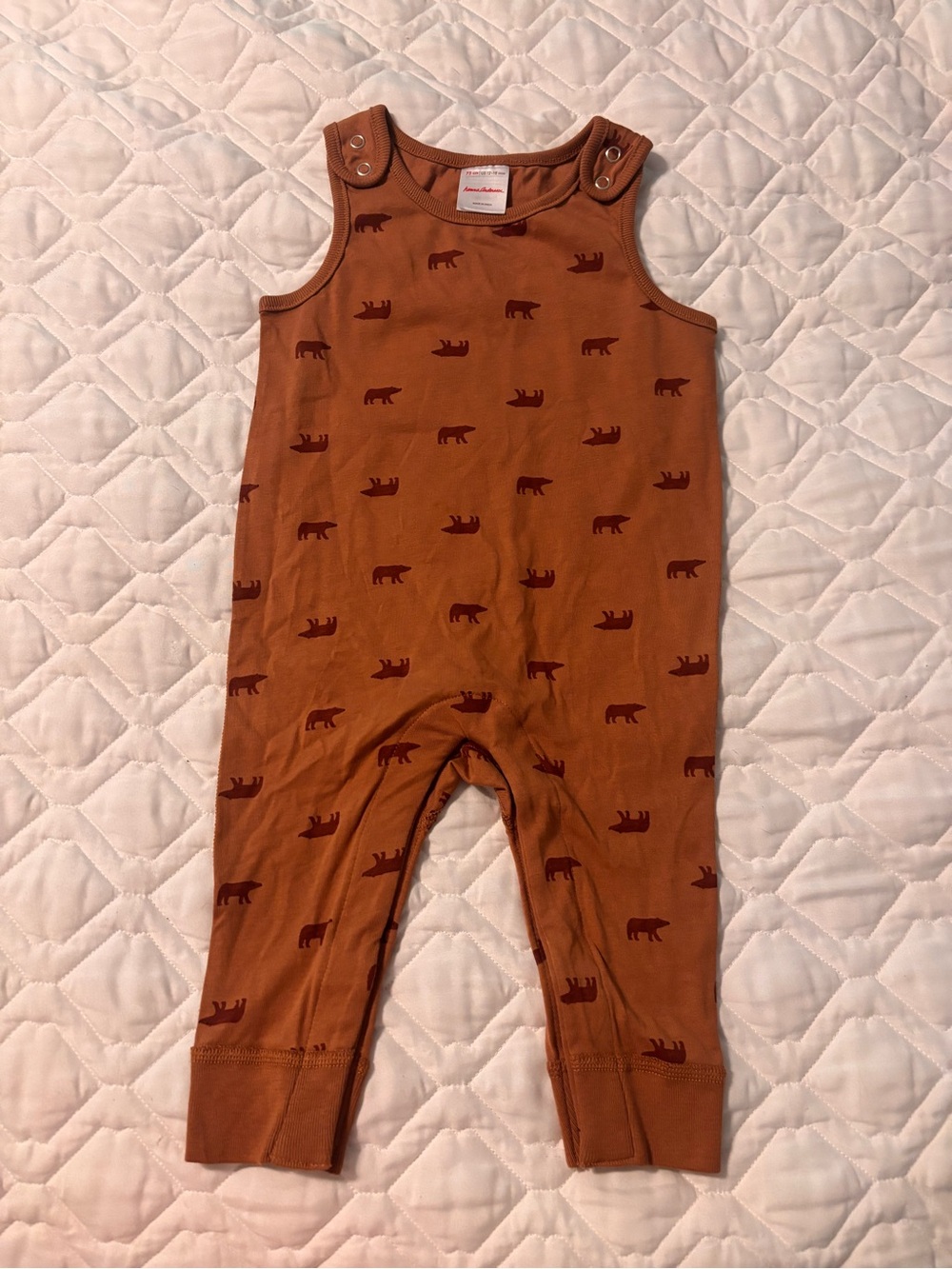 Hanna Andersson 100% Cotton Bear Print Baby Overalls Romper